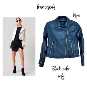 New Black Faux Leather Moto Style Jacket